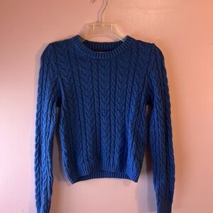 American Eagle blue cable knit crewneck sweater small